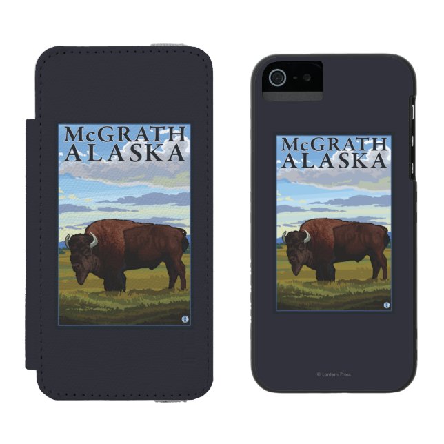Capa Carteira Para iPhone, Incipio Cena do bisonte - McGrath, Alaska (Lado a lado)
