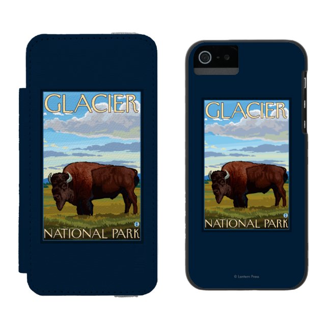 Capa Carteira Para iPhone, Incipio Cena do bisonte - parque nacional de geleira, TA (Lado a lado)