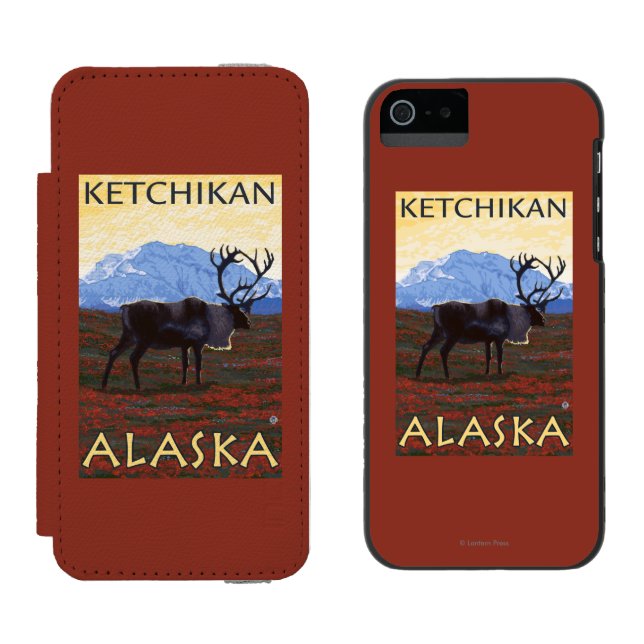 Capa Carteira Para iPhone, Incipio Cena do caribu - Ketchikan, Alaska (Lado a lado)
