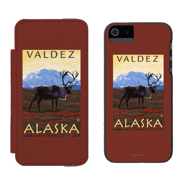 Capa Carteira Para iPhone, Incipio Cena do caribu - Valdez, Alaska (Lado a lado)