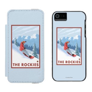 Capa Carteira Incipio Watson™ Para iPhone 5 Cena do Snowboarder - as Montanhas Rochosas