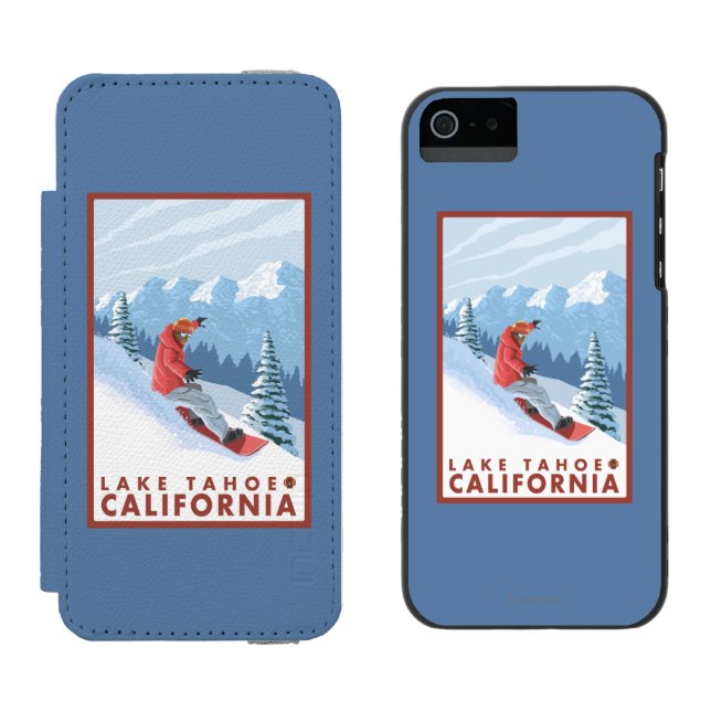 Capa Carteira Para iPhone, Incipio Cena do Snowboarder - Lake Tahoe, Califórnia (Lado a lado)