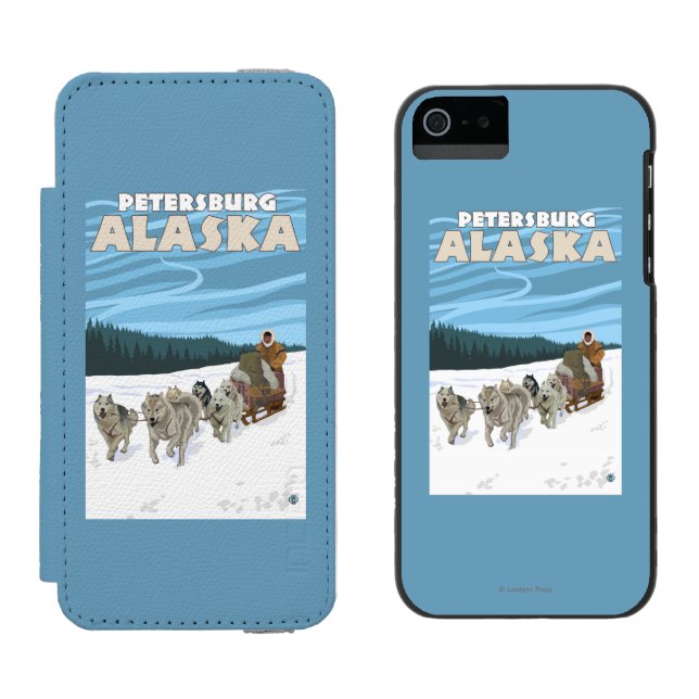 Capa Carteira Para iPhone, Incipio Cena Sledding do cão - Petersburgo, Alaska (Lado a lado)
