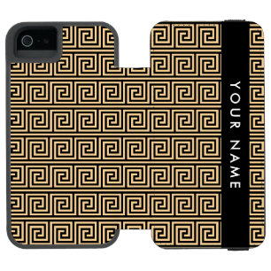 Capa Carteira Incipio Watson™ Para iPhone 5 Chave Meandro Grego Marrom, Seu Nome, Personalizar