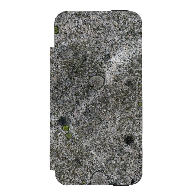 Capa Carteira Para iPhone, Incipio Cinza Granite Rock com Moss Verdes (Frente do fólio)