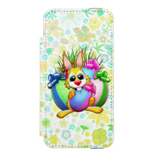 Capa Carteira Incipio Watson™ Para iPhone 5 Coelho engraçado mordendo um ovo de Páscoa
