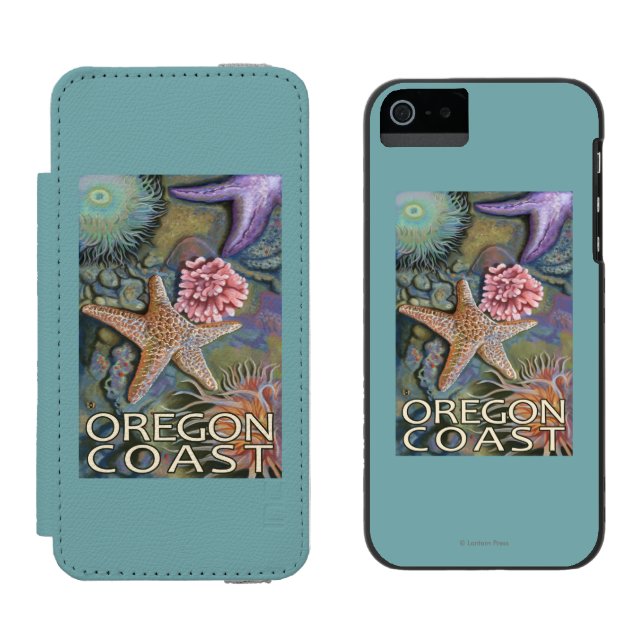 Capa Carteira Para iPhone, Incipio Costa Tidepool de Oregon (Lado a lado)