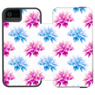 Capa Carteira Incipio Watson™ Para iPhone 5 Dália Rosa, Dália Azul, Padrão Floral, Flores