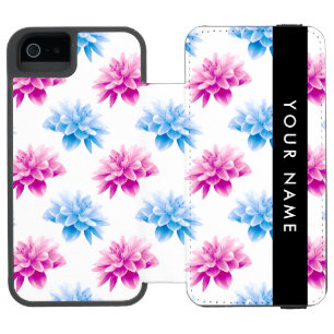 Capa Carteira Incipio Watson™ Para iPhone 5 Dália Rosa e Azul, Padrão Floral, Seu Nome