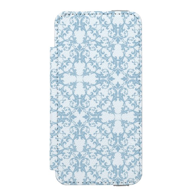 Capa Carteira Para iPhone, Incipio Damasco azul pálido (Frente do fólio)