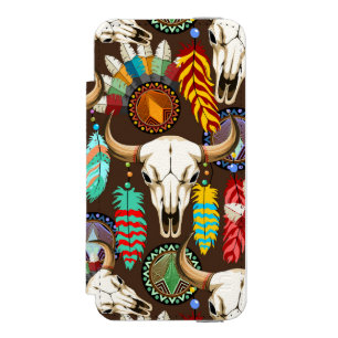 Capa Carteira Incipio Watson™ Para iPhone 5 Emblema Nativo Americano de Crânio de Búfalo
