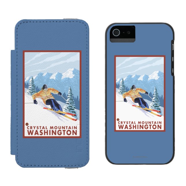Capa Carteira Para iPhone, Incipio Esquiador da neve de Downhhill - montanha de (Lado a lado)