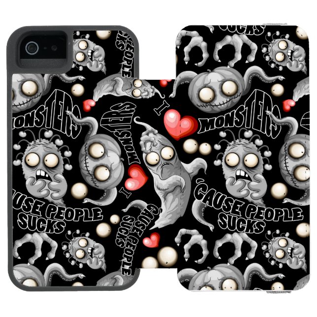 Capa Carteira Para iPhone, Incipio Eu adoro monstros porque Pessoas são péssimas (Fólio aberto)