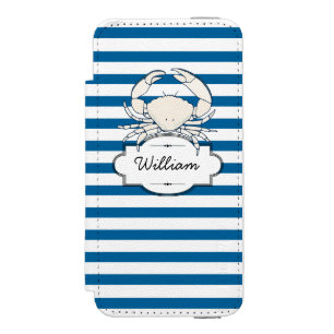 Capa Carteira Incipio Watson™ Para iPhone 5 Faixa Horizontal Azul e Branca Personalizada do Ca