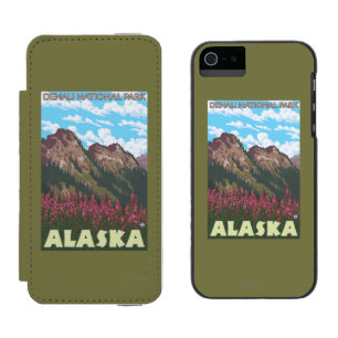 Capa Carteira Incipio Watson™ Para iPhone 5 Fireweed & montanhas - parque nacional de Denali,