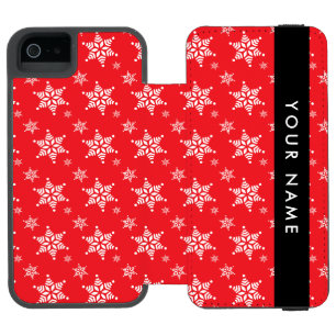 Capa Carteira Incipio Watson™ Para iPhone 5 Flocos de neve brancos, vermelhos, seu nome, perso