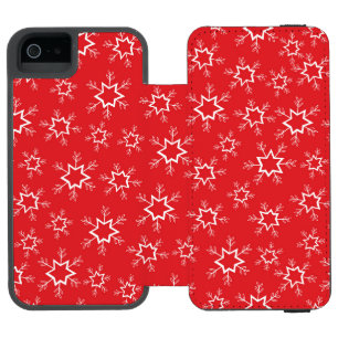 Capa Carteira Incipio Watson™ Para iPhone 5 Flocos de neve, Flocos de neve vermelhos e brancos