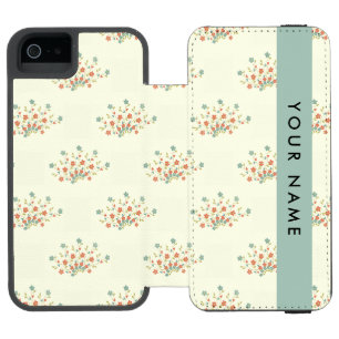 Capa Carteira Incipio Watson™ Para iPhone 5 Flores Azuis e Vermelhas, Azul, Seu Nome