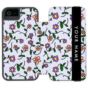 Capa Carteira Incipio Watson™ Para iPhone 5 Flores Coloridas, Fundo Azul, Preto
