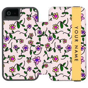 Capa Carteira Incipio Watson™ Para iPhone 5 Flores Coloridas, Fundo Rosa, Amarelo