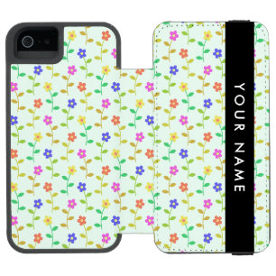 Capa Carteira Incipio Watson™ Para iPhone 5 Flores Coloridas, Fundo Verde Claro, Preto