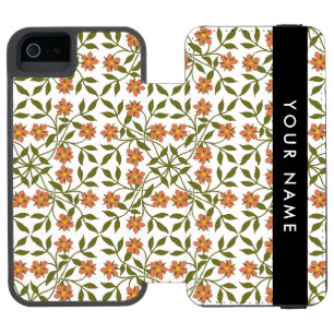 Capa Carteira Incipio Watson™ Para iPhone 5 Flores Laranja, Padrão Floral, Boho, Seu Nome