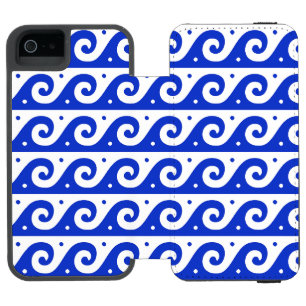 Capa Carteira Incipio Watson™ Para iPhone 5 Frete Grego, Padrão de Onda Mediterrânica, Azul