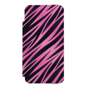 Capa Carteira Incipio Watson™ Para iPhone 5 Fundo cor-de-rosa da listra da zebra