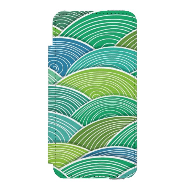 Capa Carteira Para iPhone, Incipio Fundo de ondas verdes abstratas onduladas (Frente do fólio)