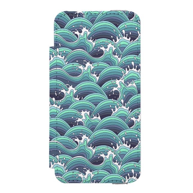 Capa Carteira Para iPhone, Incipio Fundo decorativo da onda do mar (Frente do fólio)