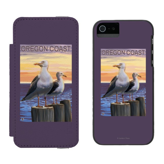 Capa Carteira Para iPhone, Incipio Gaivota de mar da costa de Oregon (Lado a lado)