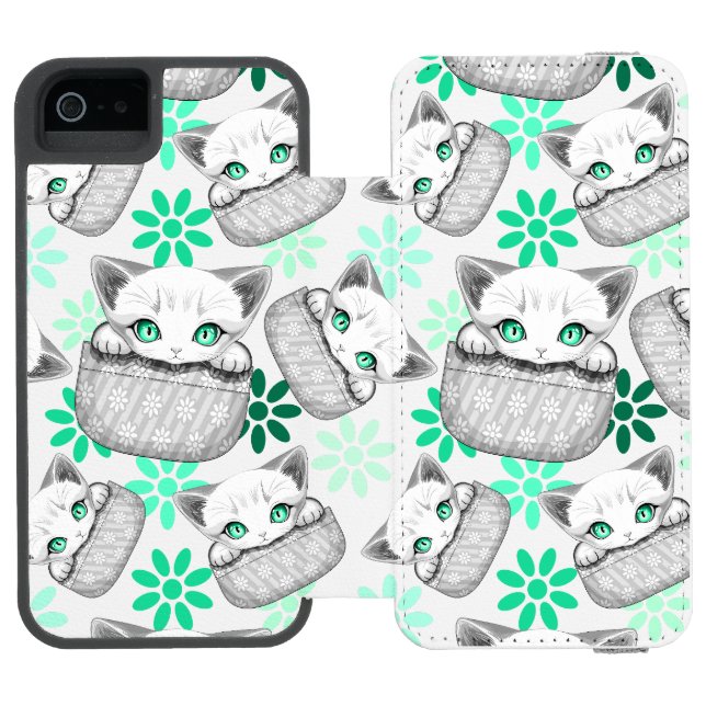 Capa Carteira Para iPhone, Incipio Gato, Gato, Gato e Playaking de uma Bolsa (Fólio aberto)