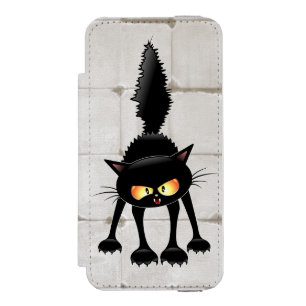 Capa Carteira Incipio Watson™ Para iPhone 5 Gato Preto Cartoon Engraçado e Feroz 