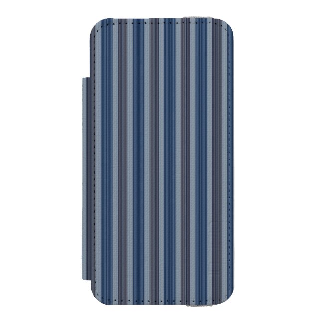Capa Carteira Para iPhone, Incipio gray and denim pinstripes (Frente do fólio)