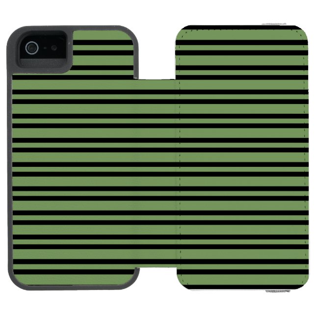 Capa Carteira Para iPhone, Incipio Green Black Stripes Pattern (Fólio aberto)
