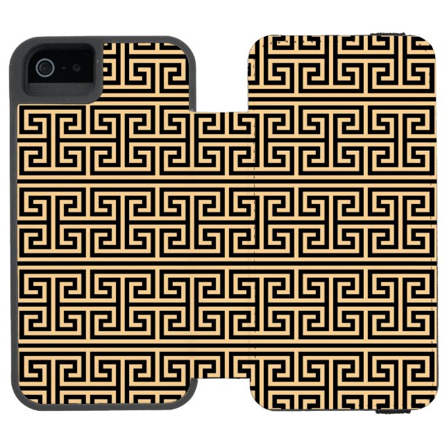 Capa Carteira Para iPhone, Incipio Grego Meander Key Square H Patterno Brown (Fólio aberto)