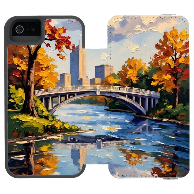 Capa Carteira Para iPhone, Incipio Indianapolis White Bridge Over the White River  (Fólio aberto)