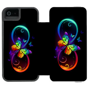 Capa Carteira Incipio Watson™ Para iPhone 5 Infinidade vibrante com borboleta arco-íris a pret