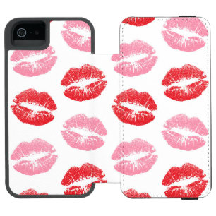Capa Carteira Incipio Watson™ Para iPhone 5 Lábios Vermelhos e Rosas, Padrão de Lábios, Lábios
