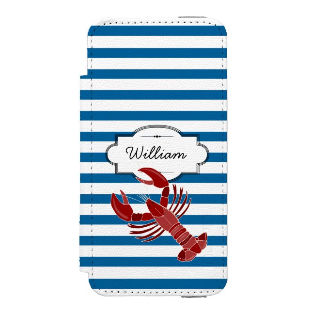 Capa Carteira Para iPhone, Incipio Lagosta Personalizada Blue and White Strike (Frente do fólio)