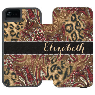 Capa Carteira Incipio Watson™ Para iPhone 5 Leopardo e impressão do teste padrão de Paisley