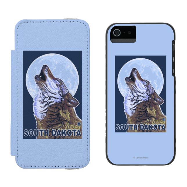 Capa Carteira Para iPhone, Incipio Lobo cinzento HowlingSouth Dakota (Lado a lado)