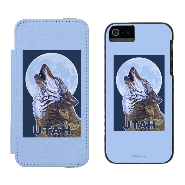 Capa Carteira Para iPhone, Incipio Lobo cinzento HowlingUtah (Lado a lado)