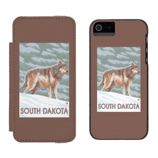 Capa Carteira Para iPhone, Incipio Lobo cinzento StandingSouth Dakota (Lado a lado)