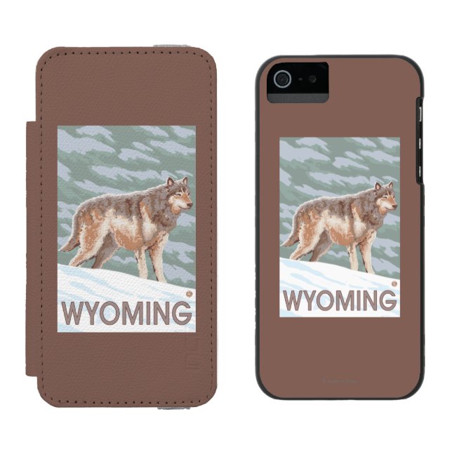 Capa Carteira Para iPhone, Incipio Lobo cinzento StandingWyoming (Lado a lado)