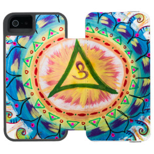 Capa Carteira Incipio Watson™ Para iPhone 5 Mandalá Om Aquarela Pintada à Mão 