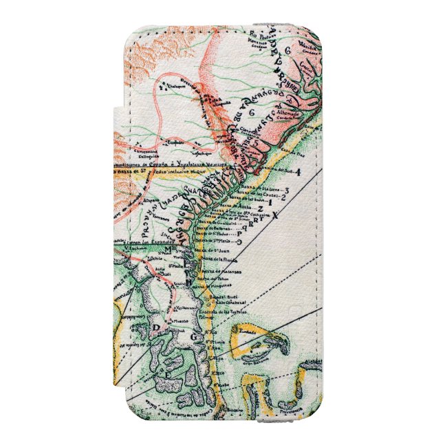 Capa Carteira Para iPhone, Incipio Mapa: America do Norte, 1742 (Frente do fólio)