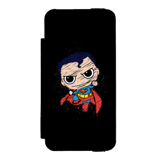 Capa Carteira Para iPhone, Incipio Mini Superman Sketch - Voando (Frente do fólio)