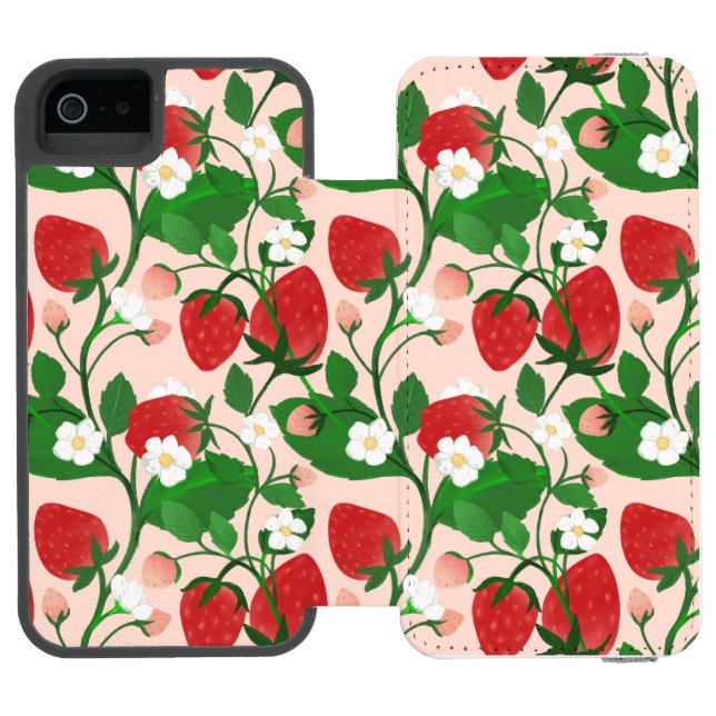 Capa Carteira Para iPhone, Incipio Morango de Verão em Rosa (Fólio aberto)