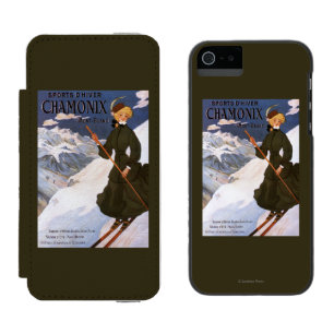 Capa Carteira Incipio Watson™ Para iPhone 5 Mulher no poster verde do esqui